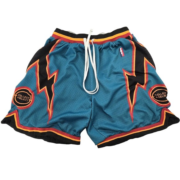 Collect+Select Lightning Bolt Swingman Basketball Shorts Men's Size Large Teal - Picture 1 of 15